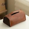 Multipurpose Storage Case PU Leather Tissue Box Foldable Retro Style Holder Dining Room Organizer Decorative Desktop Organizer for Office Desk Home