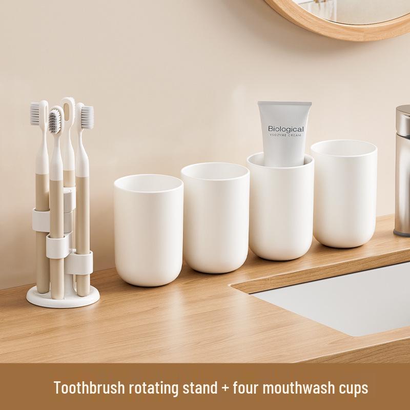 Rotating Bathroom Toothbrush & Makeup Brush Holder with Compartments