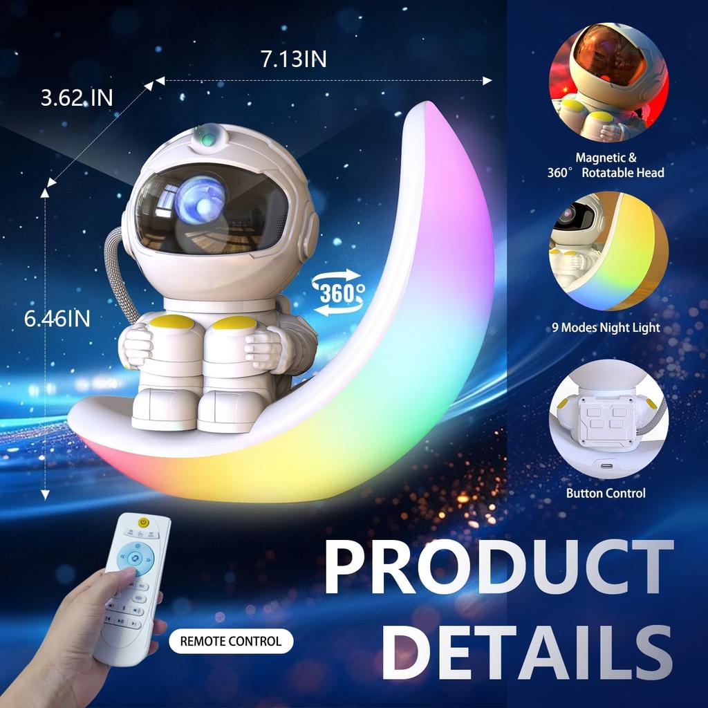 Star Galaxy Night Light Projector for Kids Bedrooms Astronaut Space Projector with Remote and Time for Home Party Decoration