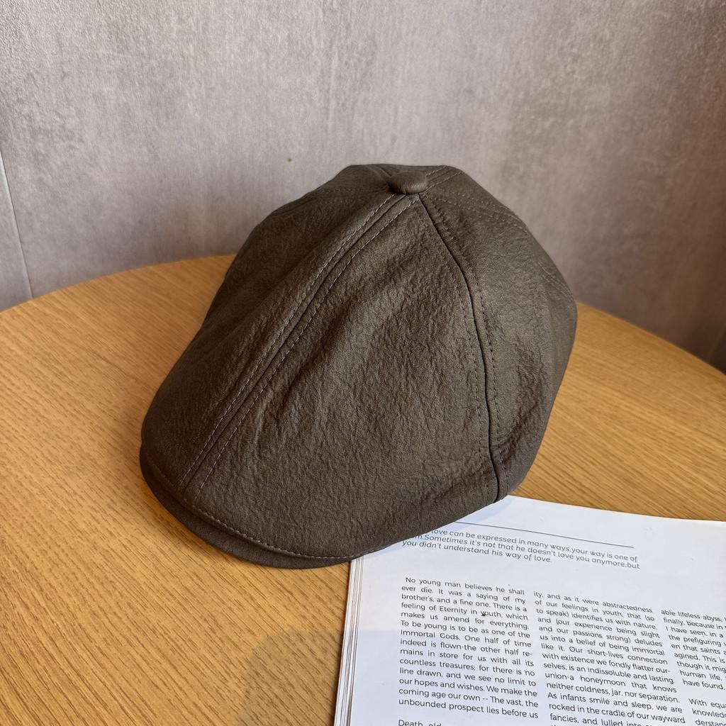 Color Solid Fashion Retro Leather Cap Women Autumn Spring Protection Sunlight