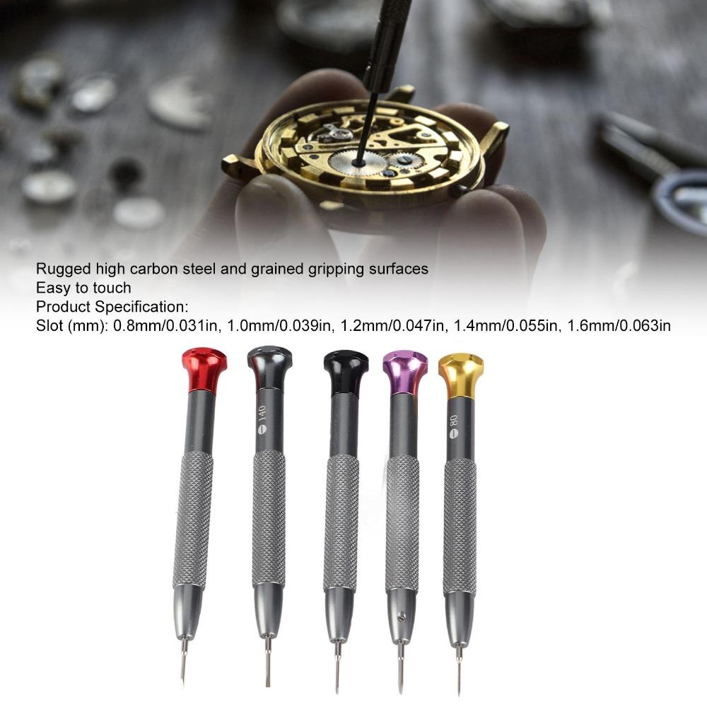 5Pcs Silver Watch Screwdriver Set Large Handle Screwdriver  Watch store professional repair work