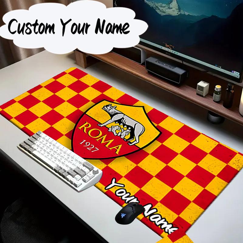 Custom Name Mouse pad Roma Football Club Emblem Mouse Pad Desk Mat, Non-Slip Rubber Backer Pad For Computer Notebook Gaming Mouse Pad Birthday Gift