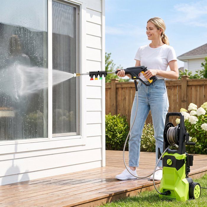 Pressure Washer - CURFAIR - ABS Copper Structure - 4800 PSI - 1500W - 4 Nozzles, 10 Meter Pipe, 15L/min Flow Rate
