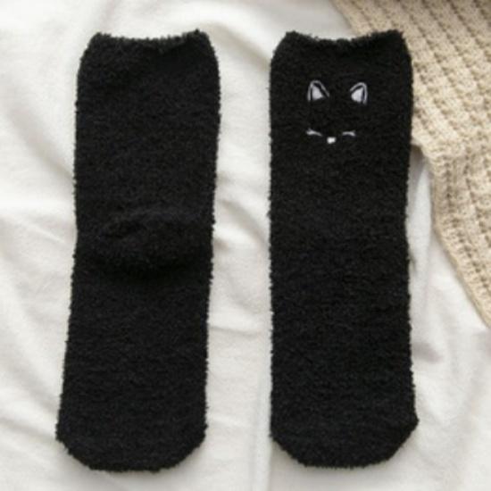 Women Socks Feel Cute Cat Cozy Hairy Mink Velvet Girls Socks Autumn Winter Hosiery Thickened Plush Warm Sleep Home Fluffy Socks