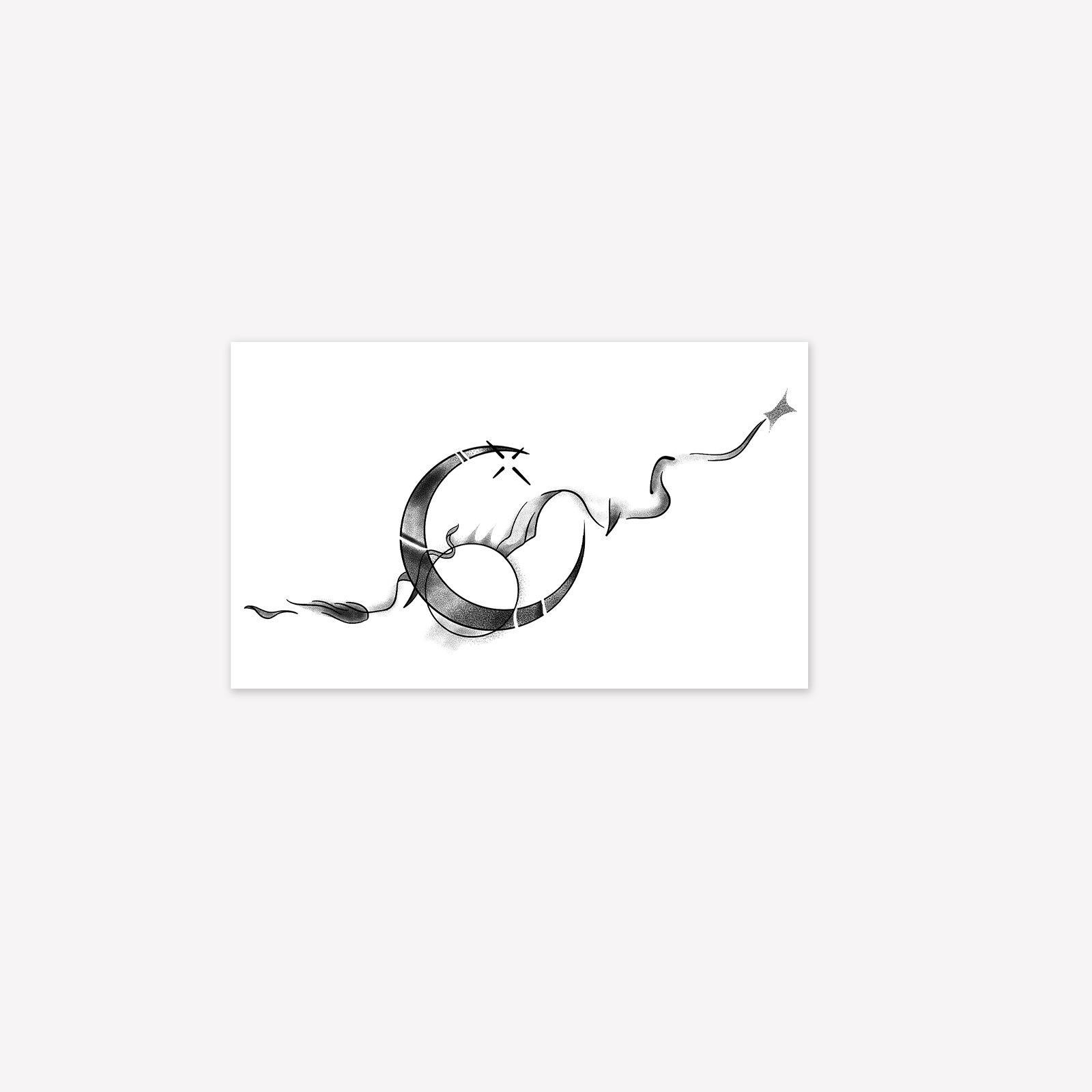 

Smoke Moon Tattoo Sticker, Waterproof And Long-Lasting, Collarbone Model, Dark Advanced Sense 11*18