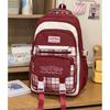 Schoolbag Korean Version Contrasting Color Plaid Backpack Female Student Schoolbag Large Capacity Lightweight Casual Backpack High Value Trend 