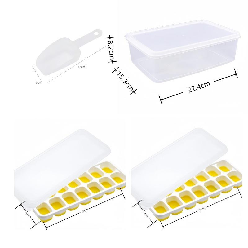 Cross-Border Ice Cube Tray - 14 Grids with Lid, Large Capacity Mold for Household Ice Storage