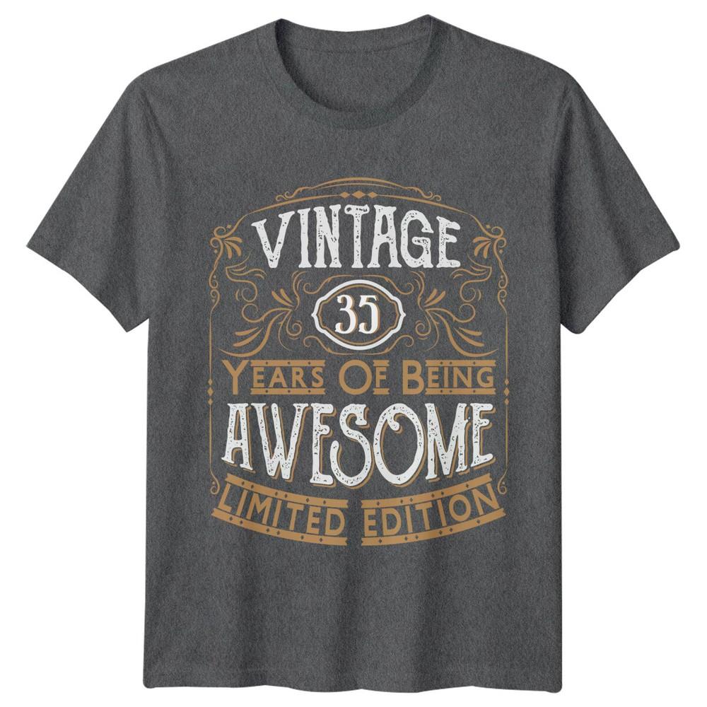 Vintage 35 Years Of Being Awesome Unisexs T Shirt 35th Birthday Gift