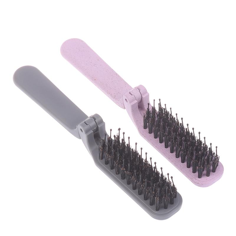 Foldable Hair Comb Portable Boar Bristle Hair Brush Head Massager Travel Combs Hair Styling Accessories