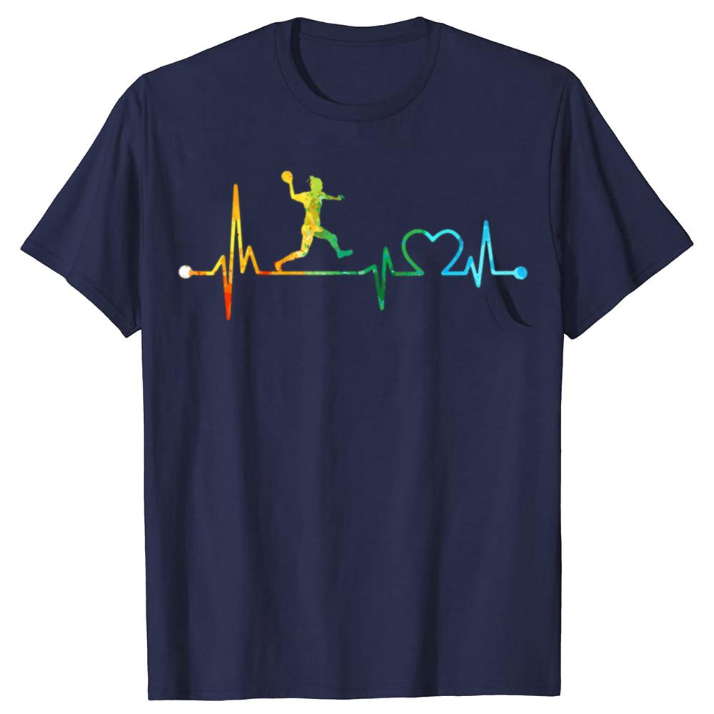 Tricouri Amuzante Bătăi Inimii Handbal Acuarelă Bărbați Femei Bumbac Pur Umor Streetwear Tricou Mânecă Scurtă Unisex Haine Largi