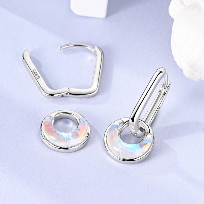New 925 Silver Hoops Earrings For Woman Starlight Crystal Hoop Coil Earrings Eardrop With Zircon Fashion Jewelry Girls