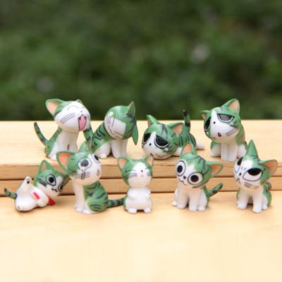 9Pcs Cartoon Cat Figure PVC Kitten Statue Mini Animal Figurine Home Office Desktop Decoration Ornament Car Lovers Gifts