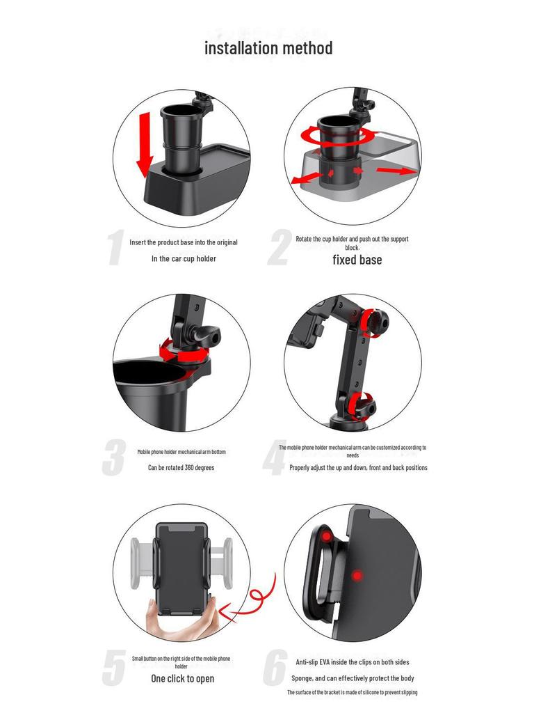 Shunwei Auto Becher- und Handyhalter-Kombination - Zwei-in-Eins Erweiterung und Begrenzer