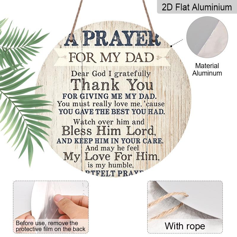 2D Flat Father's Day Themed Aluminum Decorative Signs and Plaques in Various Sizes. A Prayer of Gratitude and Blessings for Fathers, Ideal for Home