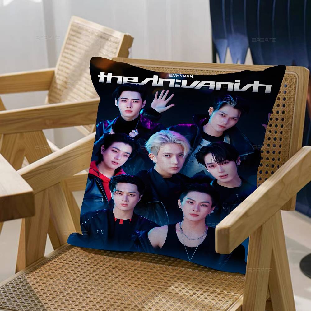 Korea E-Enhypenes Singing Group Pillow Anime Pillow Sofa Bed Head Pillow Cover Cushion Cover 45X45 Cm Fashion