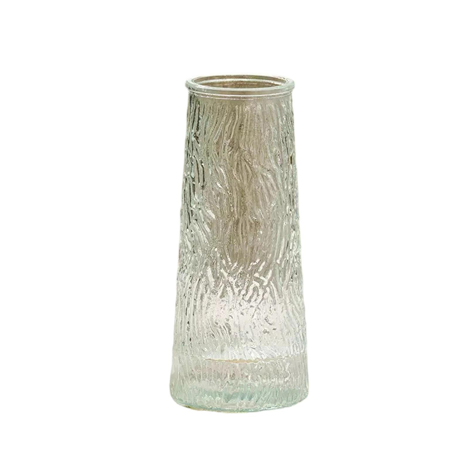 Minimalist Frosted Glacier Glass Vase Textured Surface Decorative Tall Cylinder Shape Home Tabletop Ornament One Size