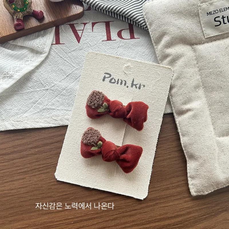 2 szt. Uroczy klips do włosów dla dziewczynki Słodki koreański styl kokardka grzybki Klips BB dla malucha Kawaii wsuwka do włosów Akcesoria do włosów dla dzieci