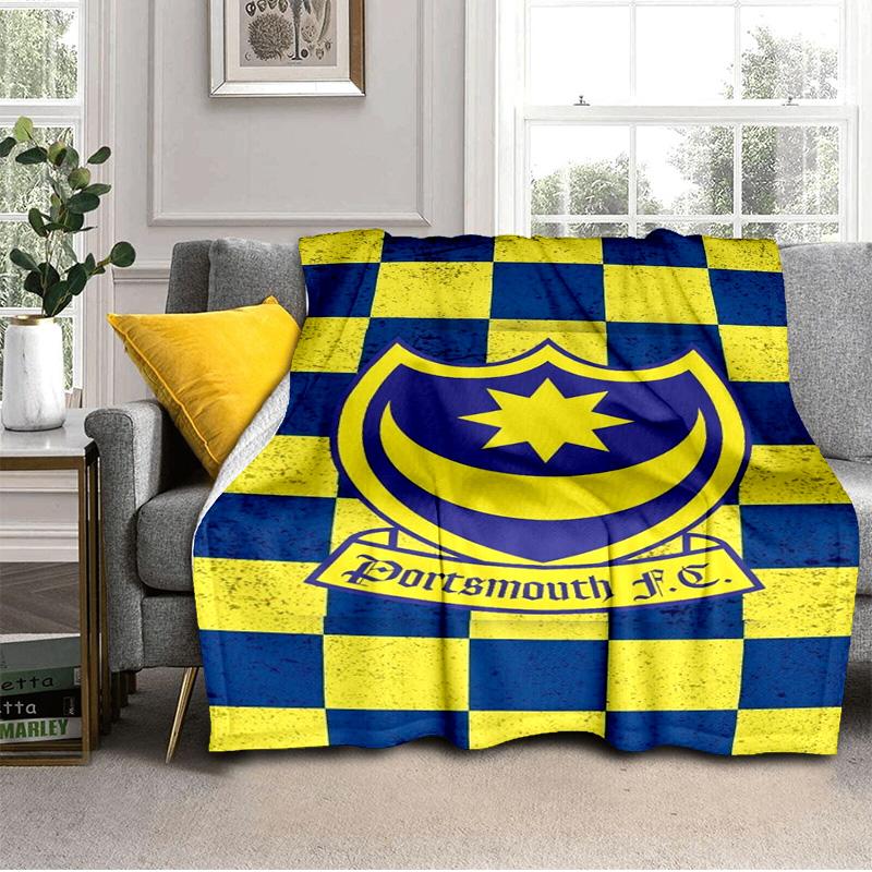 Ports-mouth Fc Anniversary Printed Throws Blanket Soft Flannel Blankets for Couch Bed Gifts for Men Women Picnic blanket Christmas gifts