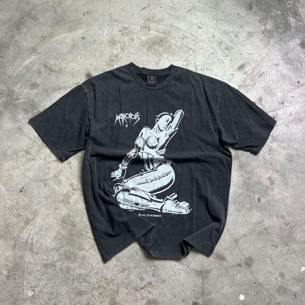 Mote Streetwear Vintage T-skjorter Grafikk Trykt Casual Løs Oversize Bomullsklær Topper T-skjorte For Menn Unisex