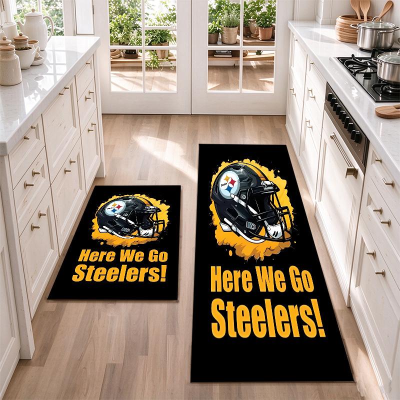 Pittsburgh Steelers Flannel Kitchen Floor Mat – Non-Slip, Absorbent and Easy to Clean Suitable for Kitchens, Entryways Bedroomsand Bathrooms