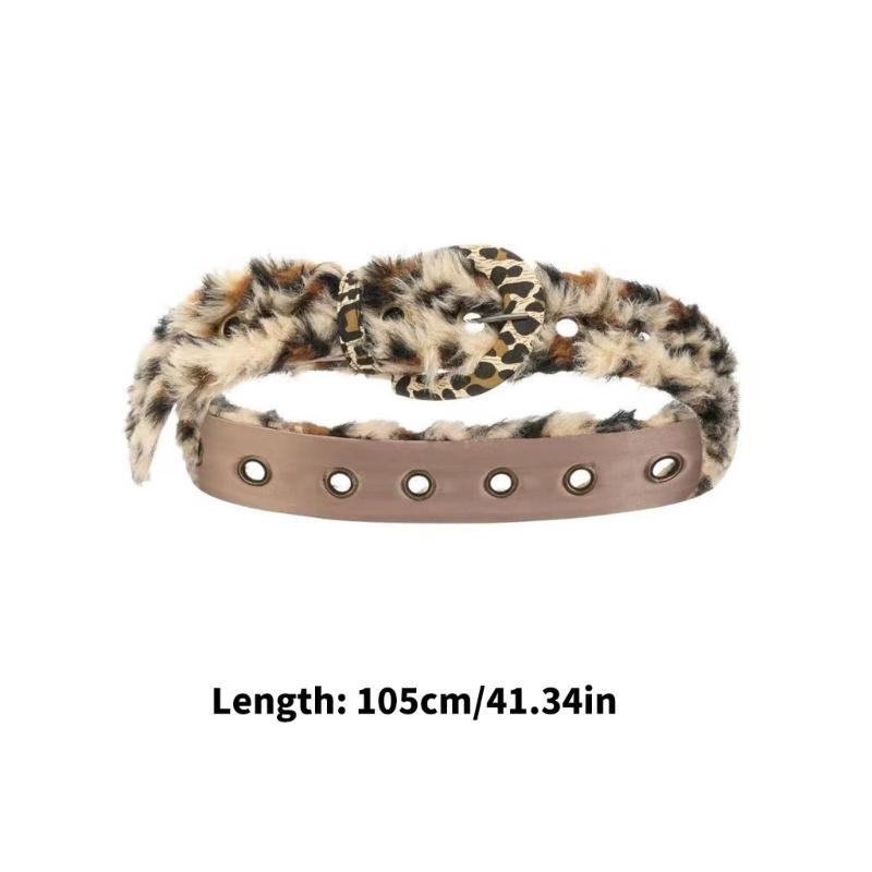 2000s Faux Furs Leopard Pattern Waist Belt Adjustable Waistband For Women And Teens Fashion Waist Decoration Accessory