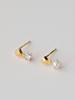 Lucore Silver 925 Little Piece Cubic & Pearl Asymmetrical Earrings
