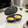 Fast Breakfast Cooking Tool Dual Cavity Microwave Egg Poacher with Lid And Handle, Food Grade Plastic Simple Cooker for Home Steamer, Oil-free