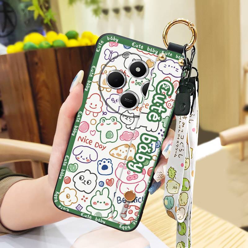 Wristband Back Cover Phone Case For Redmi A4 5G Shockproof Protective Waterproof Soft Case Kickstand Anti-knock Cute