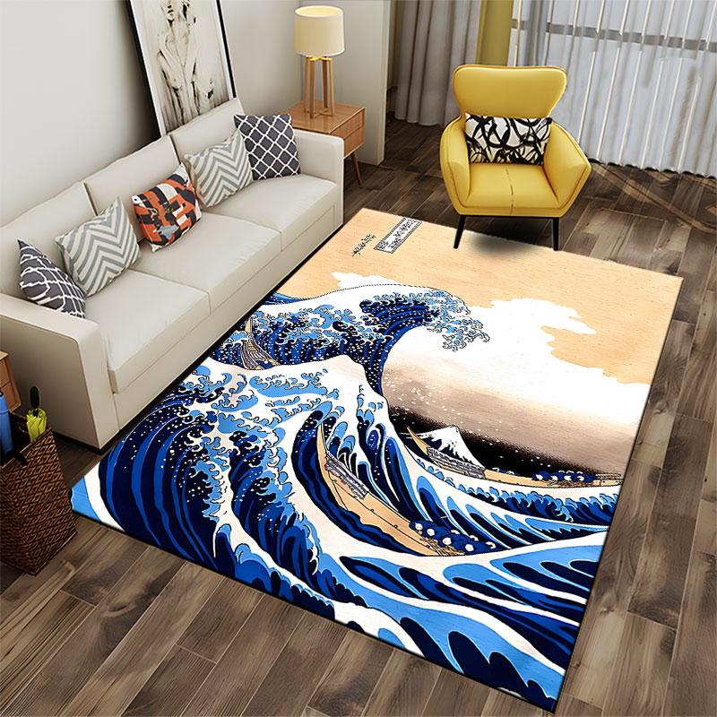 Great Wave Off Kanagawa Style Suitable As a Non-slip Mat for the Living Room or Bedroom Sofa