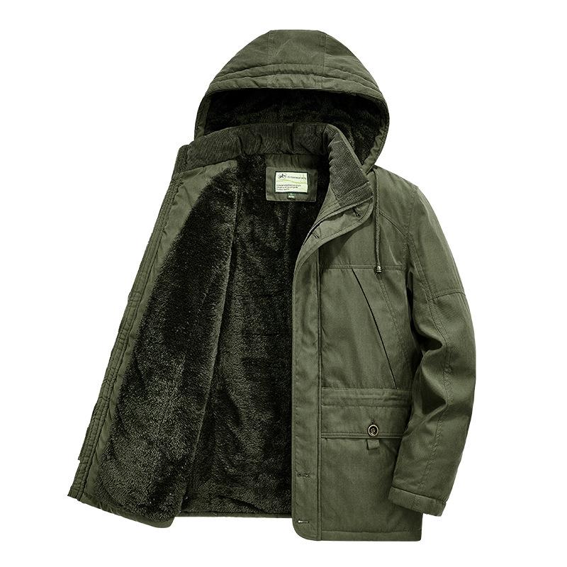 Men's Fleece Thickened Large Size Loose Middle-aged and Young People's Cotton-padded Clothes Outdoor Tooling Cotton-padded Jacket