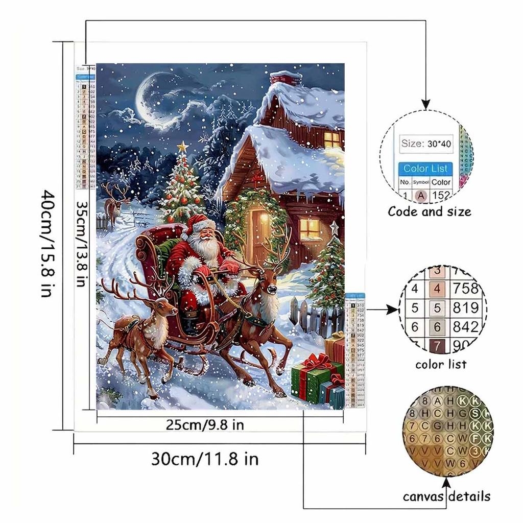 Diamond Painting Set DIY 5D Full Diamond Christmas Santa Claus Sleigh Reindeer Crafts for Home Wall Decoration