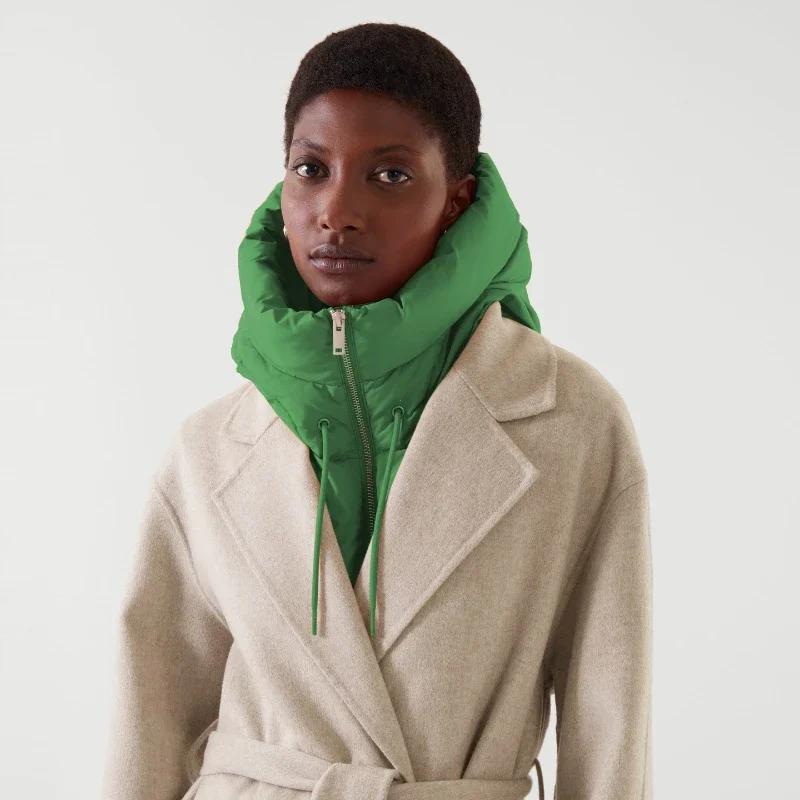 Høst Vinter Ultralette dunhettehatter for kvinner Varm Ring Skjerf Lue Hals Glidelås Snøring Frakk Skjerf Kort Tank Top