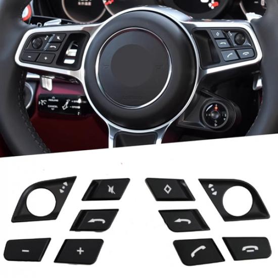 1x Matte Black Car Steering Wheel Switch Button Fix For Porsche Panamera 2017-20