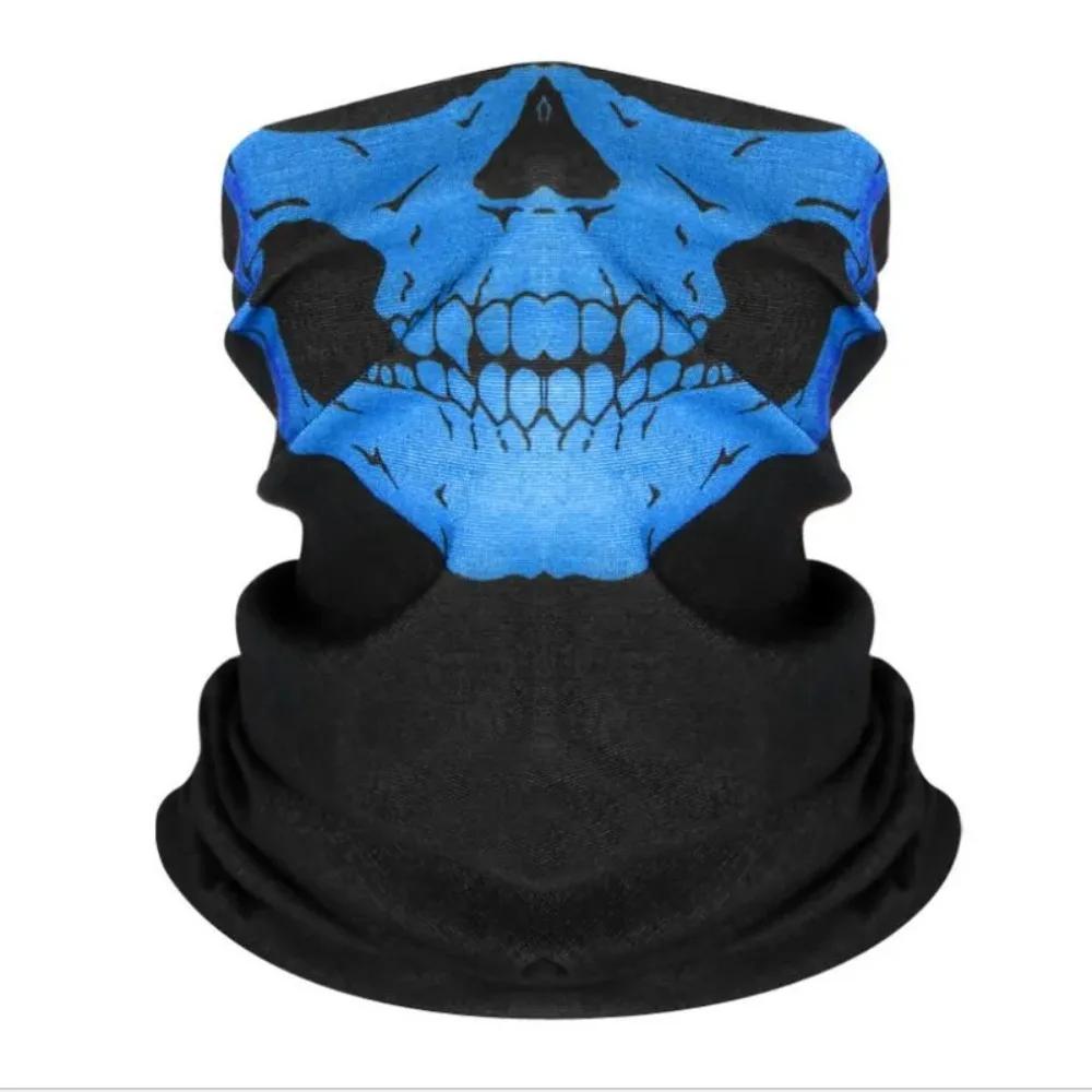 Cycling Face Mask Riding Scarf Breathable Skull Print Neck Gaiter Women Bandana Headwear Headband Snood Hiking Mask Balaclava
