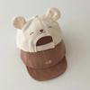 NEW Cartoon Bear Baby Baseball Hat with Ears Cute Solid Infant Peaked Cap Spring Summer Kids Cotton Sun Hats