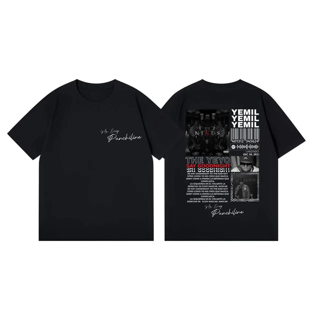 

High Quality Cotton Oversized T Shirt Rapper Yemil Album Merch T-shirts Unisex Women Fashion Hip Hop Vintage Short Sleeve T-shirt S