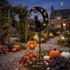 Decoración Espeluznante de Jardín de Otoño Halloween Luz Solar para Estaca de Jardín, Gato Negro y Calabaza de Metal Luna Impermeable Luces de Camino Crecientes Decoraciones para