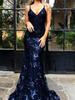 Europäisches und amerikanisches Damen-Abendkleid mit Spaghettiträgern, V-Ausschnitt, rückenfreiem Paillettenbesatz und Schnürung (Modelljahr 2025)