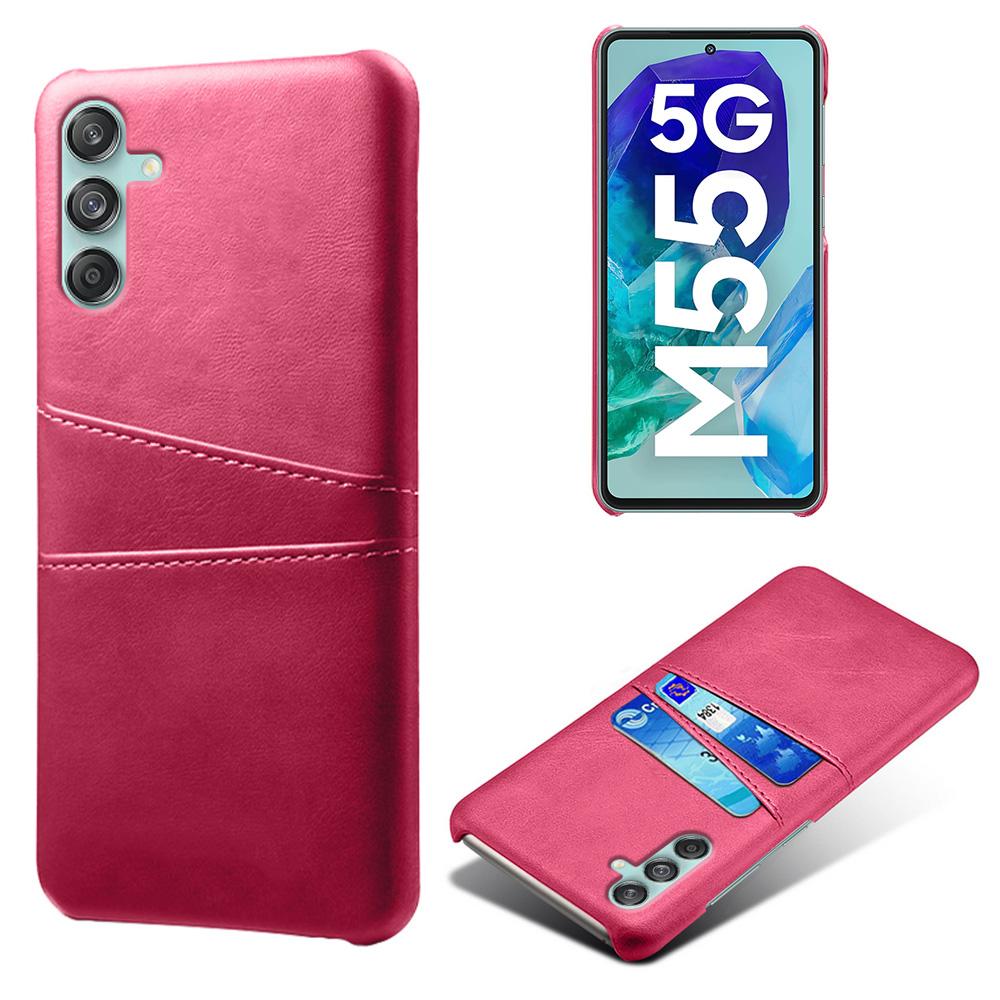 

For Samsung Galaxy M55 5G/C55 5G/F55 5G Case Card Holder Leather+PC Phone Cover Rose