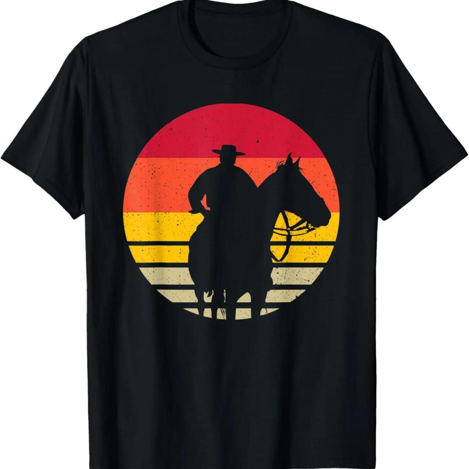 Retro Vintage Horseback Riding Horse Heartbeat Equestrian T-Shirt S