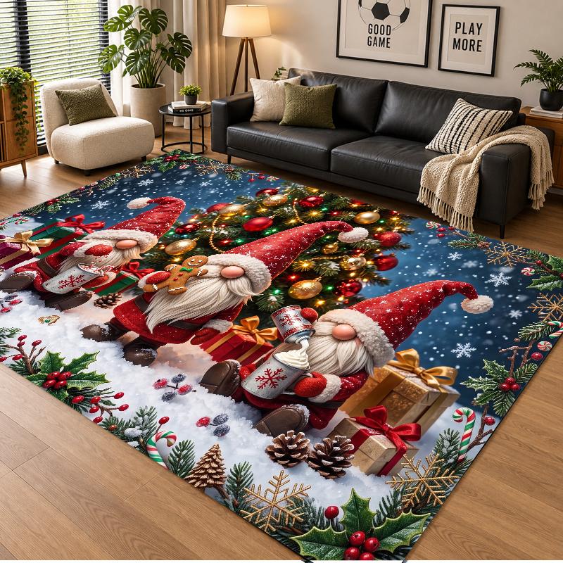 Tapis de sol thème Noël, Tapis doux, Décoration de fête intérieure pour la maison