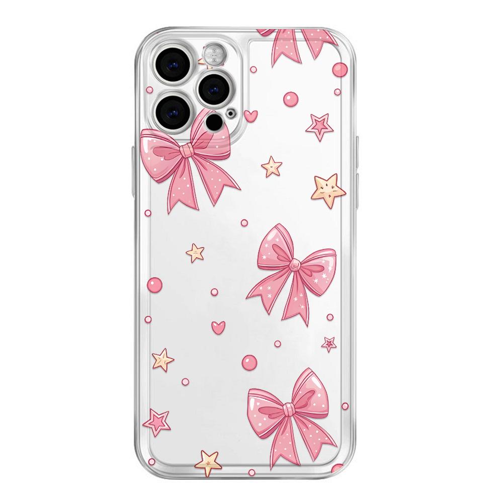

Cherry Heart Bow Phone Case For IPhone 16 Pro Max 15 14 13 12 11 XS X XR 7 8 Plus SE2 Case Duty Rugged Bumper Hard Back Cover For iPhone X or XS