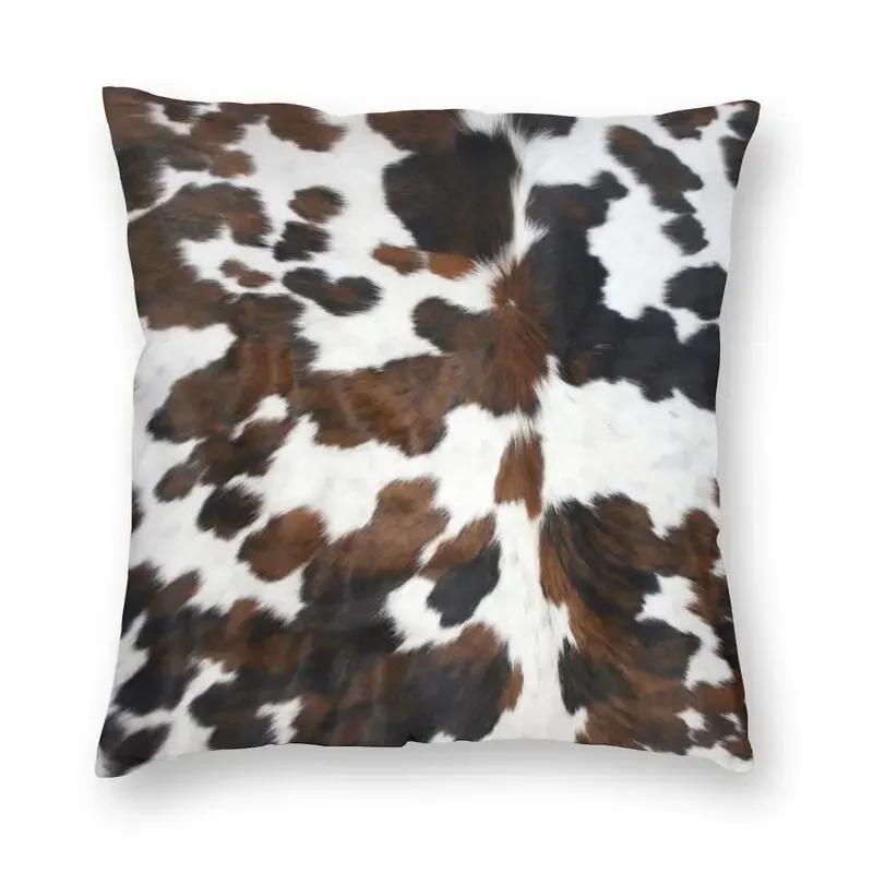 Faux Fur Modern Cowhide Texture Pillowcover Decoration Animal Hide Pattern Skin Leather Cushion Cover Throw Pillow Printing