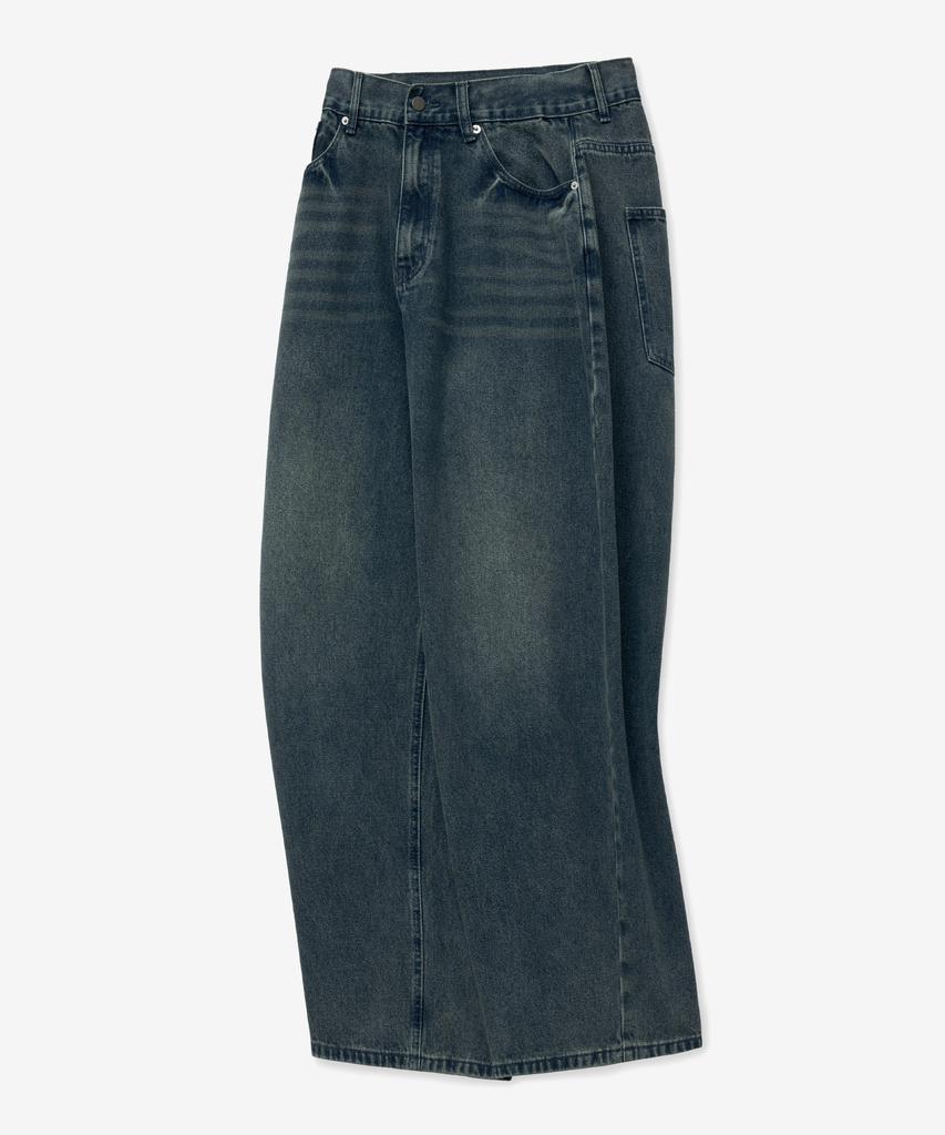 VTWO Vintage Washed Wide Denim Pants (Blue)