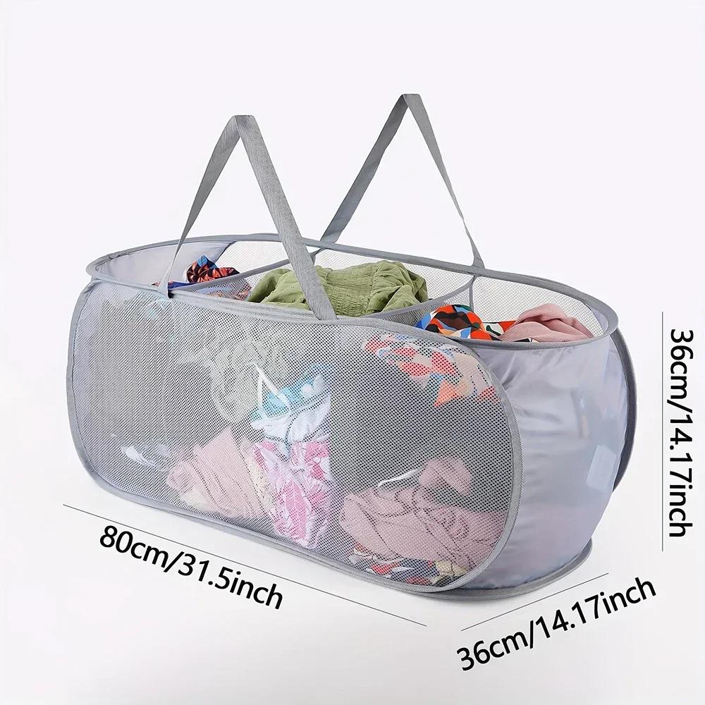 1pc-Mesh Pop-up Laundry Basket, Laundry Basket, Foldable Dirty Clothes Storage Basket, Large Capacity Storage Basket