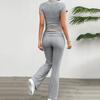 Summer Round Neck Casual Solid Color Slim Short-sleeved Trousers Suit