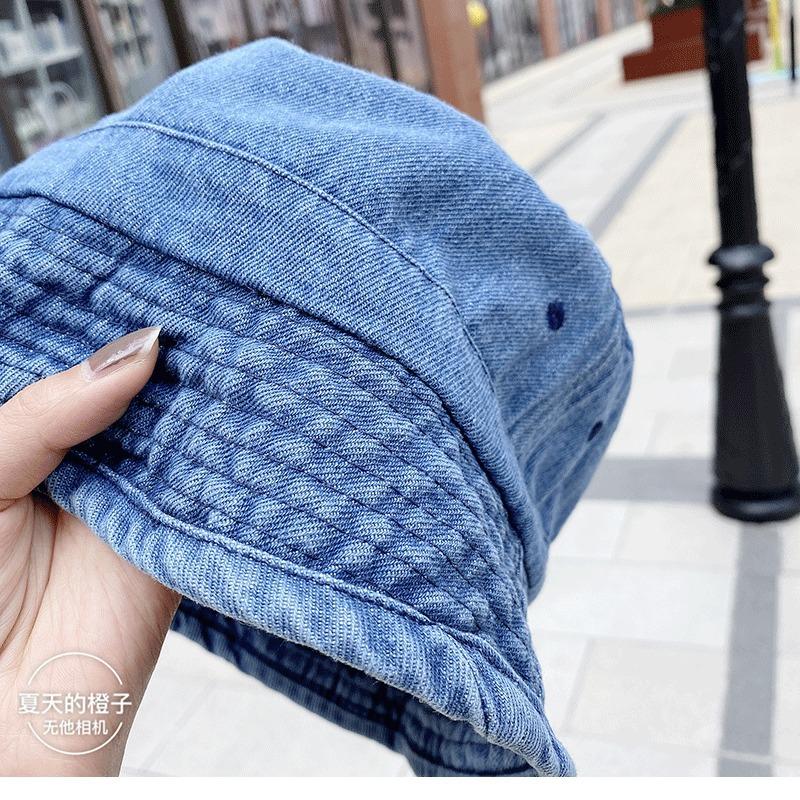 Denim Bucket Hat Women's Harajuku Retro Basin Hat Bucket Hat Trendy Sun Hat