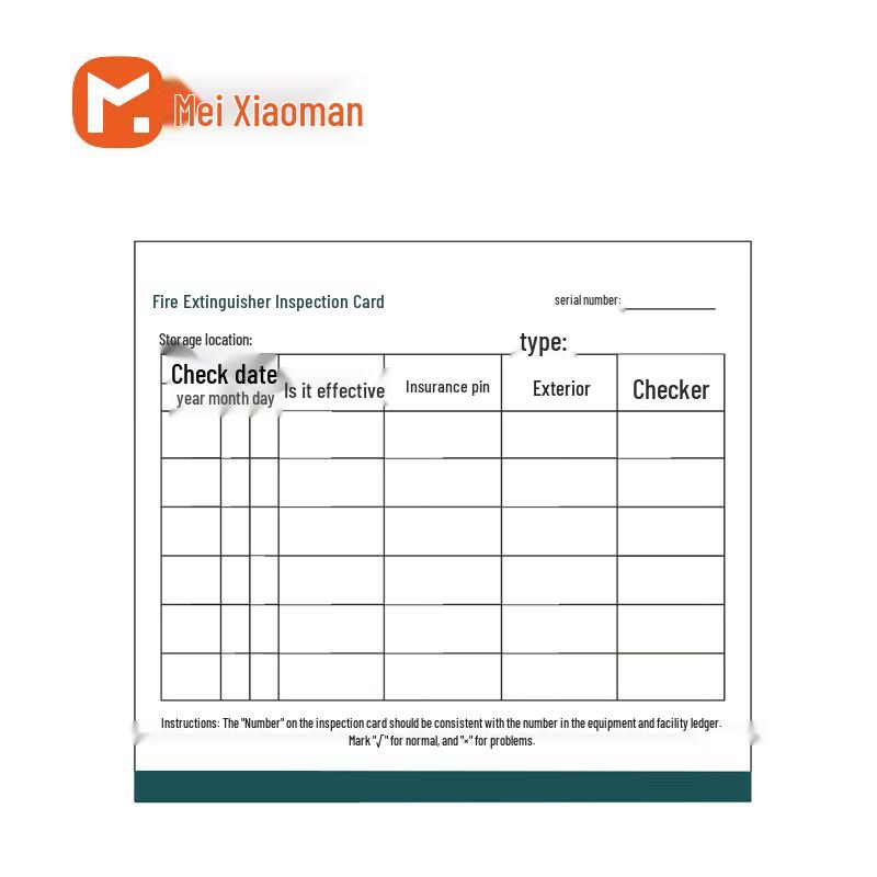 Huixiang IMO Fire Hydrant Inspection Card