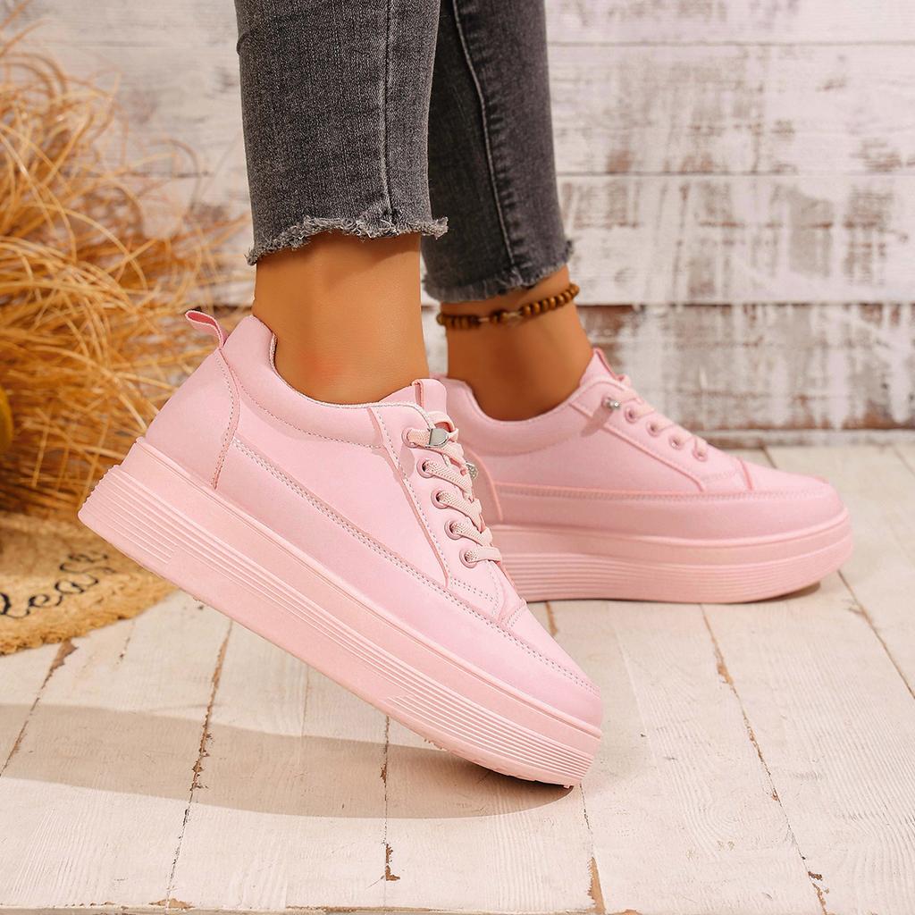 Fashion 2025 New Women Casual Shoes Spring Autumn Solid Color Flats Women Sneakers Heightening Thick Bottom Platform Sneakers Women