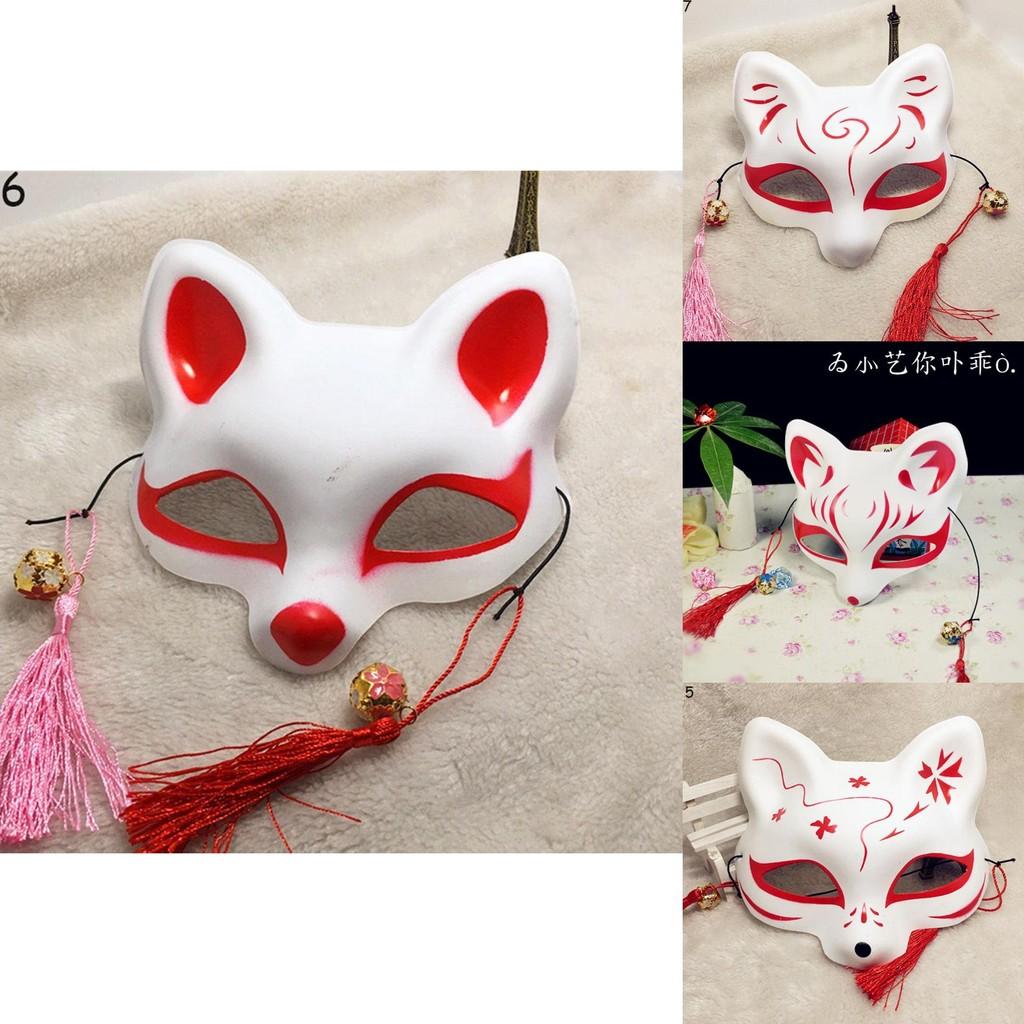 Stylish Japanese Anime Half Face Fox Mask With Artistic Handdrawn Details For Halloween And Cosplay